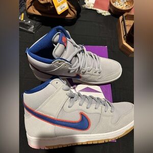 Nike Men's Gray and Orange High-Top Sneakers